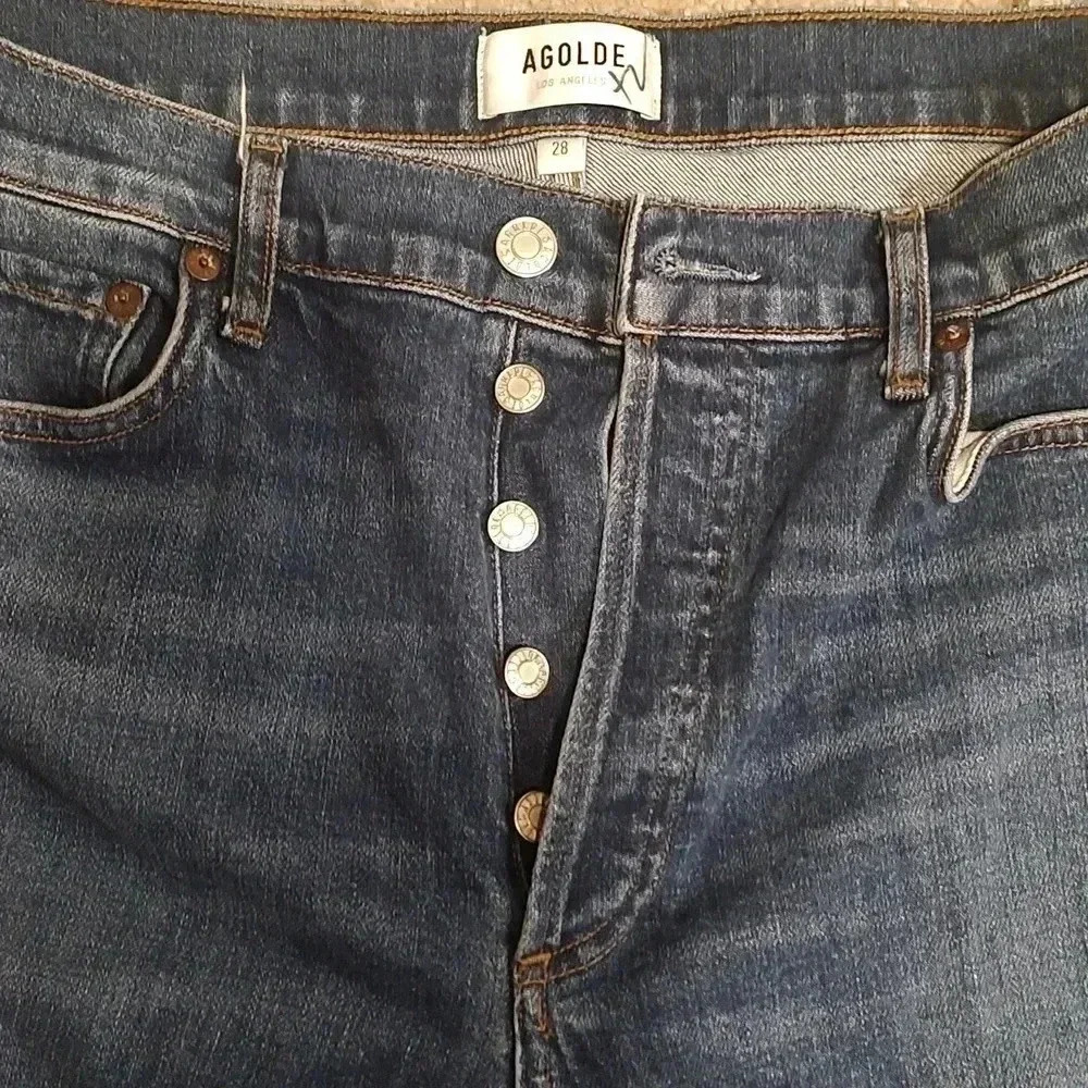 Agolde Women's High Rise Jeans - Dark Blue - Picture 7 of 9